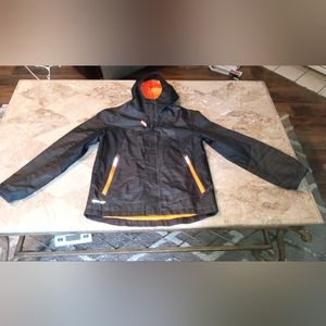 Boys Size 8 10 Medium Black and Orange Hooded Champion Jacket